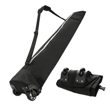 Padded Ski Bag with Wheels for Air Travel - Fits Skis Up to 200cm, Durable Lig