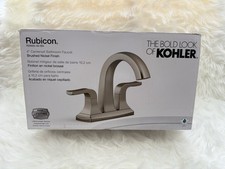 KOHLER Rubicon 4 in. Centerset Double Handle High Arc Bathroom Faucet Nickel