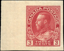 Canada Scott #138 MH [MNH?] VF OG 3c Imperforate1924 King George V Admiral Stamp