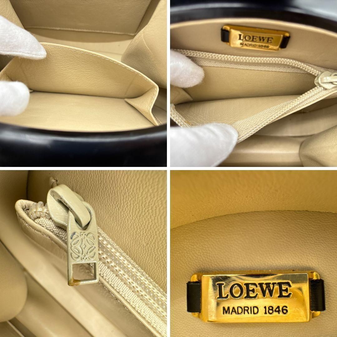 Rare 2way LOEWE Shoulder Bag Handbag Anagram Leather Black image 8