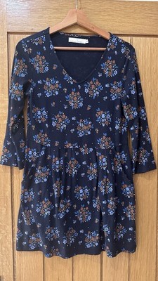 Seasalt Cornwall Navy Tidal Reach Tunic Blue Floral Soft Jersey Fabric Size 8 UK