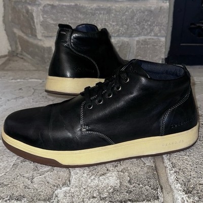 Near Mint Cole Haan Vartan 2.0 Black Leather High-Top Sneaker Shoes Boot 12