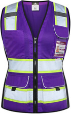 Reflective Safety Vest for Women with Pockets, Purple L  Made with 3M Reflectiv
