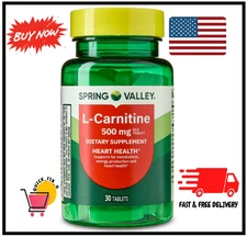 L Carnitine Amino Acid Dietary Supplement Tablets for Heart Health, 500 mg, 30Ct