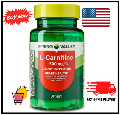 L Carnitine Amino Acid Dietary Supplement Tablets for Heart Health, 500 mg, 30Ct