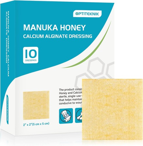 Manuka Honey Wound Dressing Calcium Alginate 2x2 Inches Pack of 10 Medical Grade