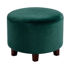 Round Footstool Slipcover Foot Stool Protector Cover Small Dark Green