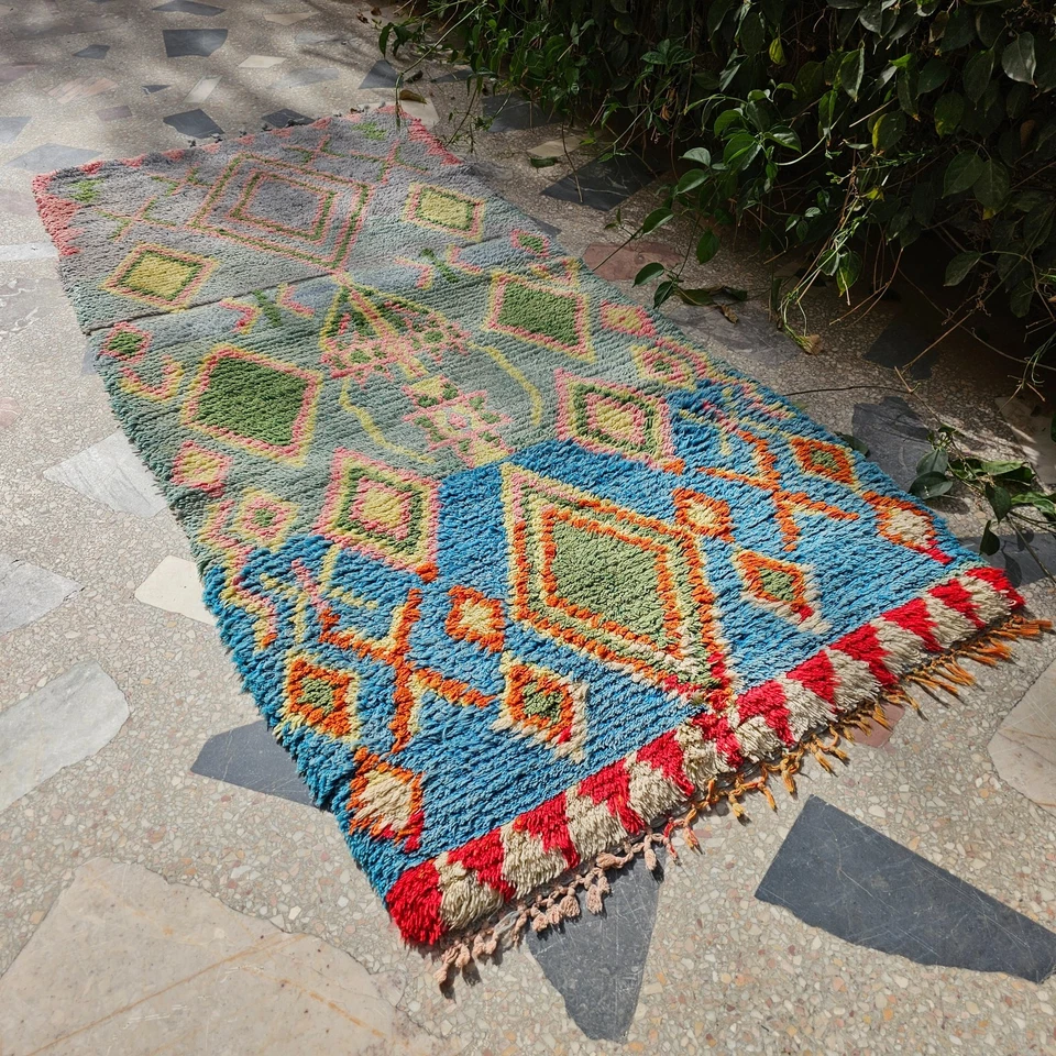 Berber Blue rug, Boujaad Rug Vintage, Unique carpet, Floor and rugs, Teppich - Image 2 of 4