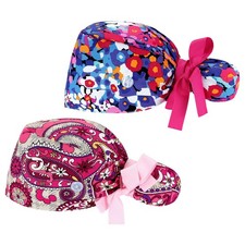 Working Cap with Buttons 2 PCS Adjustable Ponytail Hats with Sweatband