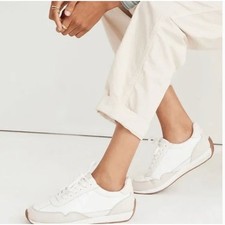 Madewell League Sneakers 8.5 NWOT White Cream Tan Washed Nubuck NH196