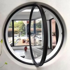 23.6" Round Rotating Pivot Window Tempered Glass Flush Mount Metal Frame