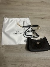 Coach Teri Shoulder Bag Signature Canvas, Brown/Black