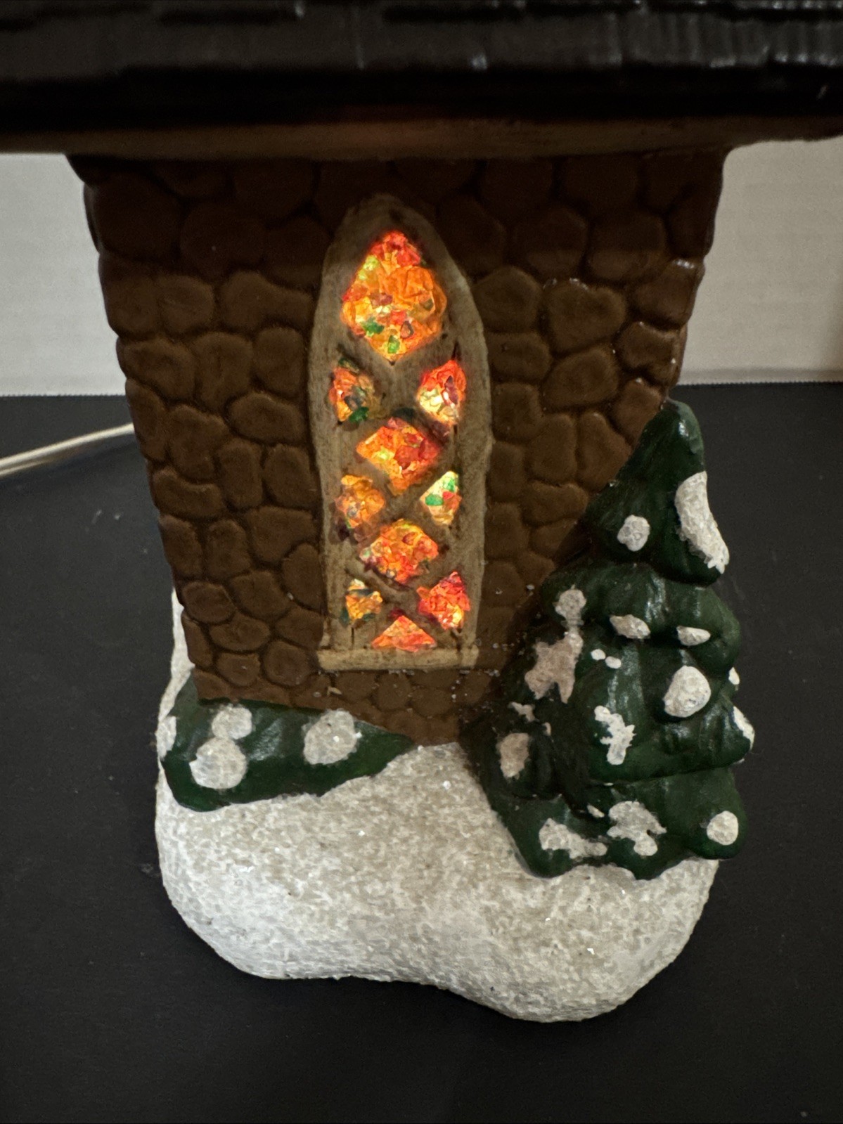 VTG Byron Molds Christmas  Ceramic Light up Church Stained Glass & Steeple 16” H