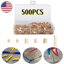 500 Pcs U Shape Copper Terminals Crimp Kit - Non-Insulated Assortment Wire Cable