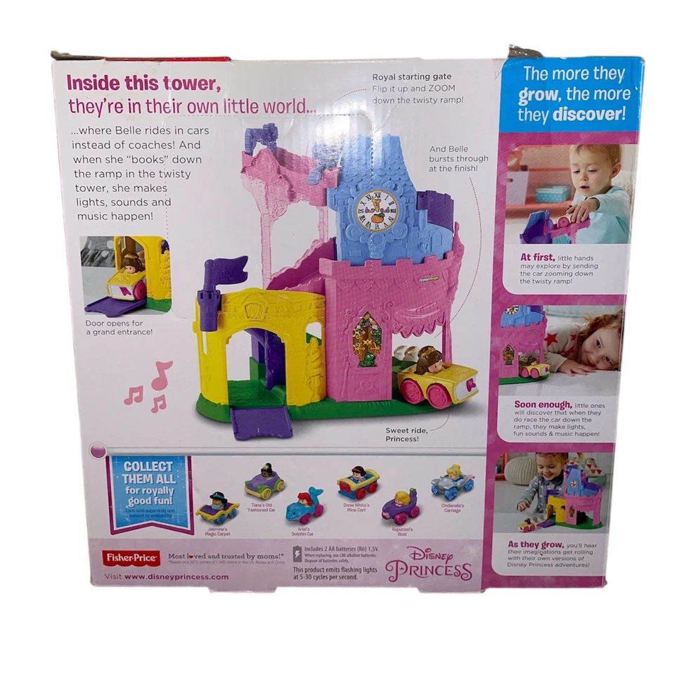 Little People 迪士尼公主 Light and Twist Wheelies Tower Belle 汽车 带声音 — 第 2/4 张图片