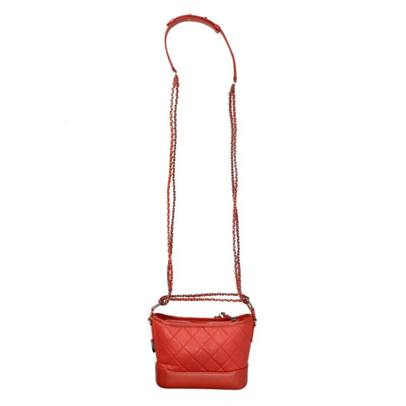Chanel Gabrielle de Aged Calfskin Chain Shoulder Bag Red W 23cm H 15cm D 5cm