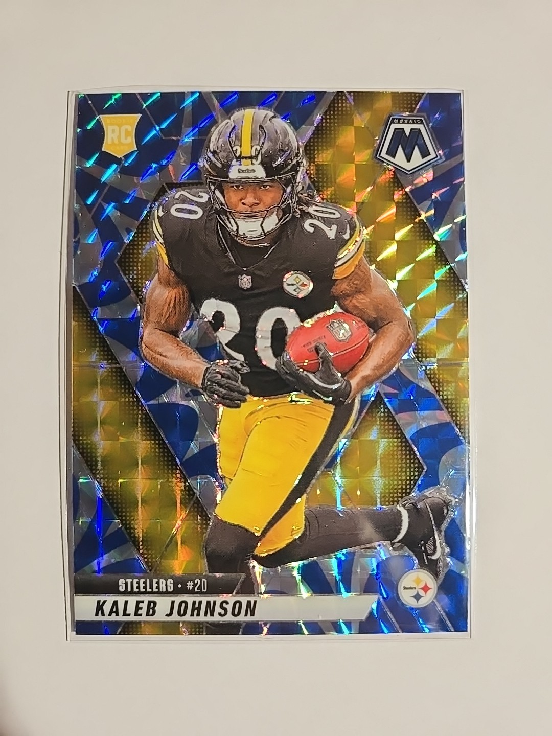 2025 Panini Mosaic - Kaleb Johnson Reactive Blue Mosaic Prizm #315 (RC) Steelers