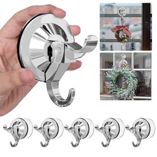 Suction Hooks 5 Pack Reusable Hangers Removable Large Cups for Smooth/Uneven