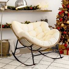 FINCATI Indoor Outdoor Royal Papasan Rocking Chair, 450 lbs Capacity