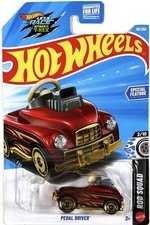 2026 K Case Hot Wheels Pedal Driver Rod Squad 1:64 Diecast Car Rojo/Dorado 118/250