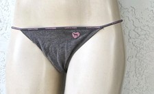 Y2K Victorias Secret PINK Extra Low Rise Grey String Bikini Panty Large