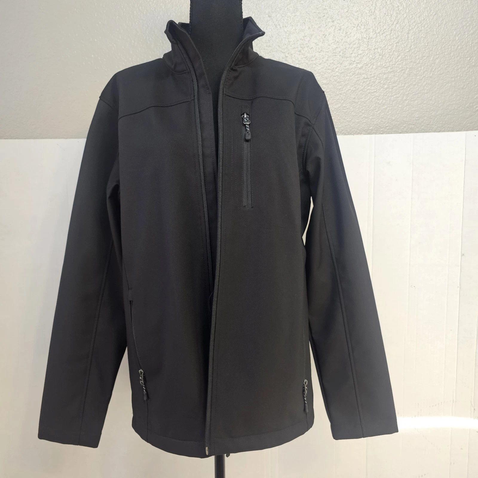 Swiss+Tech Men Softshell Jacket Coat Full Zip Black Sz Med Water Resistant X530