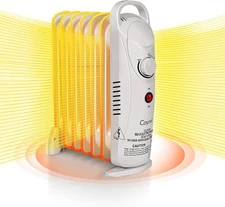 CAYNEL 7-Fin Electric Indoor Space Heater, Quiet Portable Room Heat with Thermos