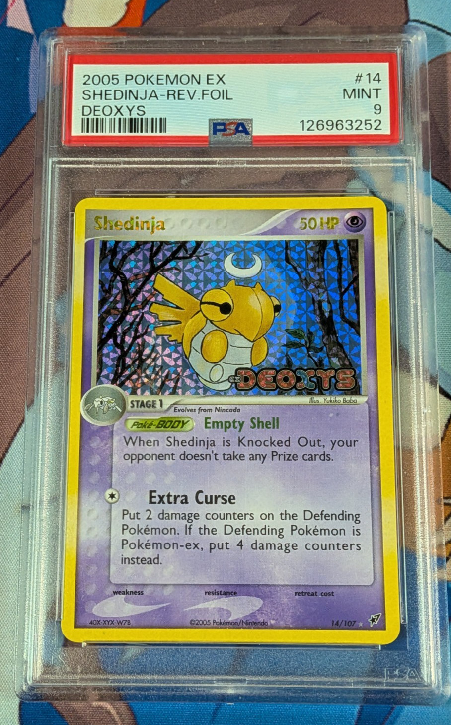 2005 POKEMON EX DEOXYS #14 SHEDINJA REVERSE FOIL HOLO PSA 9 - LOW POP 43