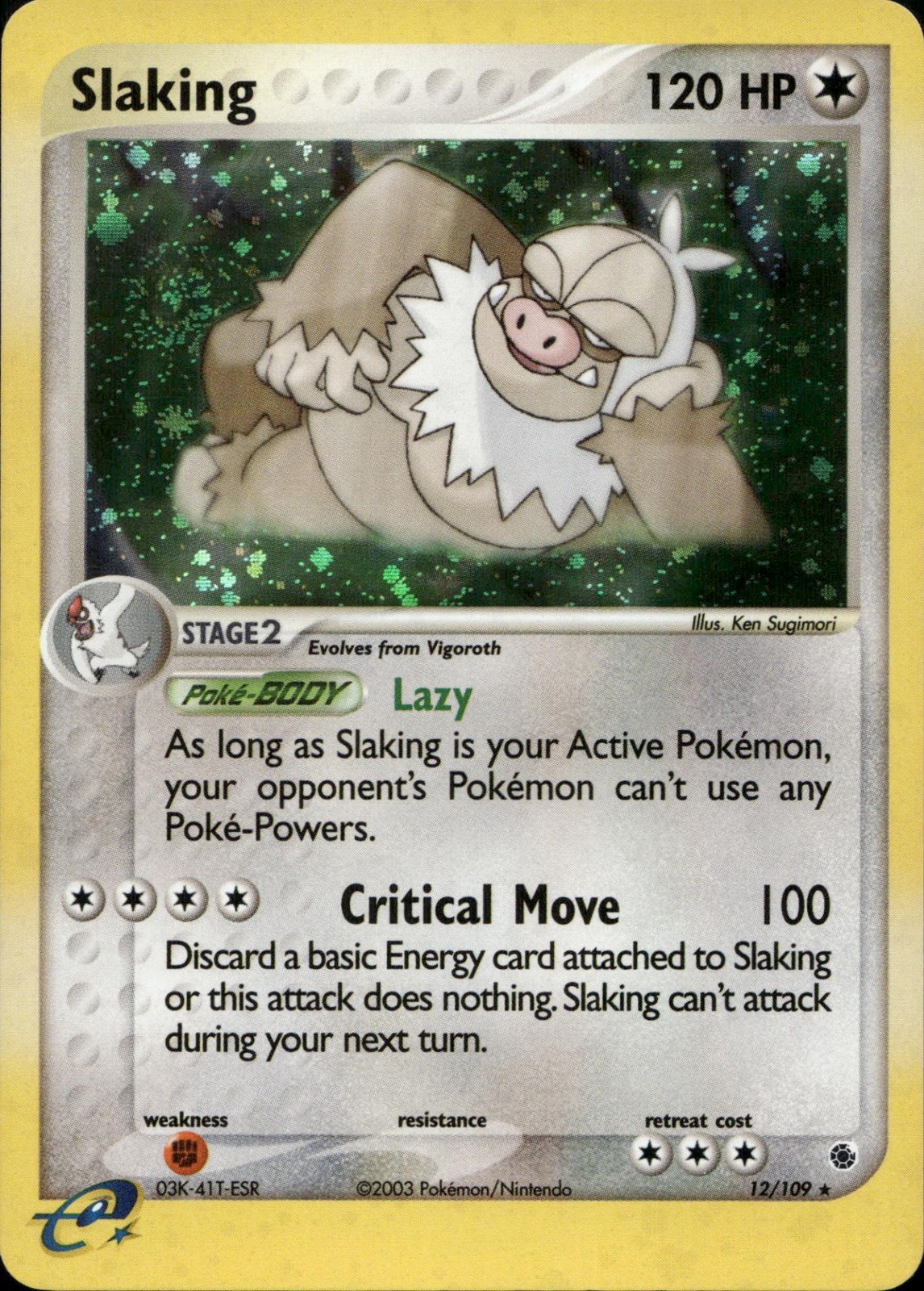 (SWIRL) SLAKING 12/109 HOLO RARE RUBY & SAPPHIRE POKEMON HOLO LP
