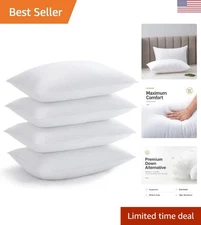 Luxury Cooling Bed Pillows - King Size Pack of 4, Soft 3D Down Alternative