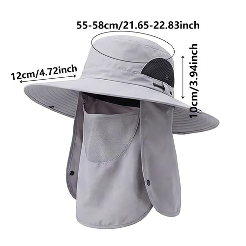 Detachable Face Cover Sun Hat, UPF 50+ Neck Protection Outdoor Cap for Fishing - Picture 2 of 22