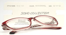 SOHO COLLECTION 130 Wine Crystal Womens Semi Cat Eye Eyeglasses 52-14-135 B:39