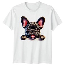 Schwarz Französische Bulldogge Welpe Peeking T-Shirt Französische Bulldogge Hundeliebhaber Geburtstag
