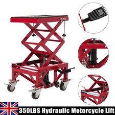 350LB Heavy Duty Hydraulic Motorbike Stand Motorcycle Lift Scissor Hoist Jack UK