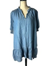 Lauren Ralph Lauren Denim Puff-Sleeve Shirt Dress, Size 14 Jean Blue Pockets