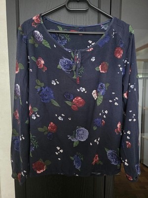 Schicke  Bluse von ESPRIT   Gr. L   dunkelblau mit floralem Muster  gut erhalten