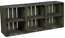 3 Stück dunkle Regal Obstkisten Johanna mit Einlage quer Weinkisten Apfelkisten
