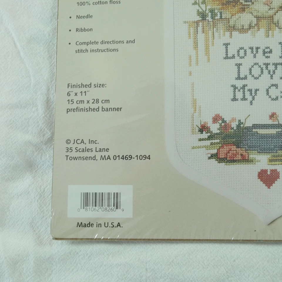 Banners Love my Cat Vintage Kit de Ponto Cruz Needlepoint Artesanato 6" X 11" Cat Lady - Imagem 3 de 4