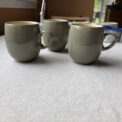 Denby-Langley Fire Stoneware Set of 3 Mugs Sage 10 oz Retired