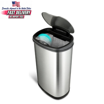 Nine Stars 13 Gallon Automatic Trash Can Stainless Steel Motion Sensor