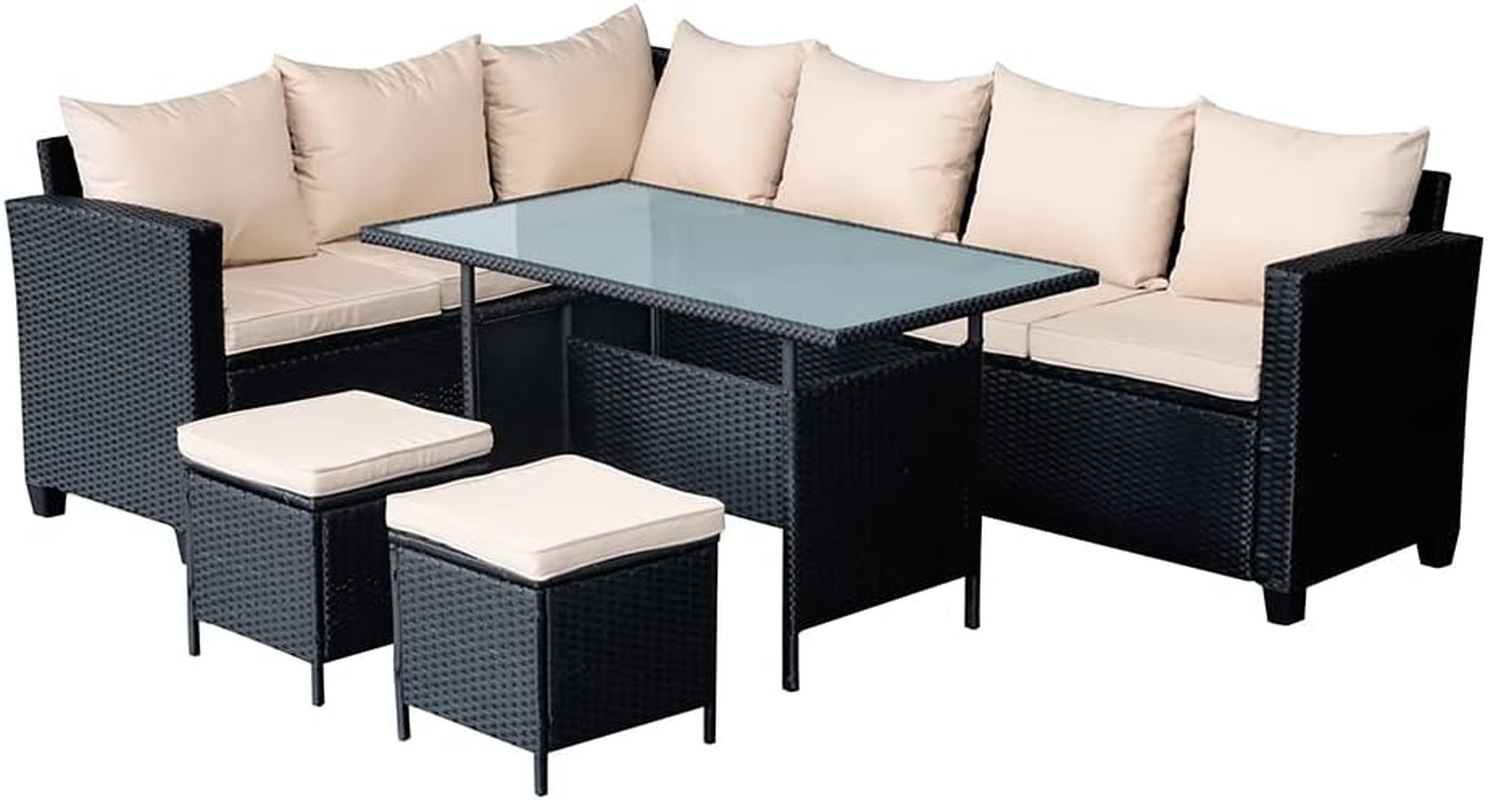 Rattan Garden Furniture 8 Seater Corner Dining Set Table Sofa Cushions Cover