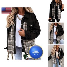 SHEWIN Womens Oversized Denim Jacket Black X-Large