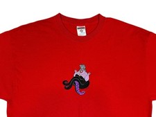 Ursula Disney Villain Vintage T-Shirt Embroidered Ariel Little Mermaid Red XL