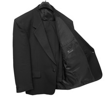 New 40S 34W Black Vittorio Vasari Tuxedo Jacket  Pants Set Formal Black Tie Tux