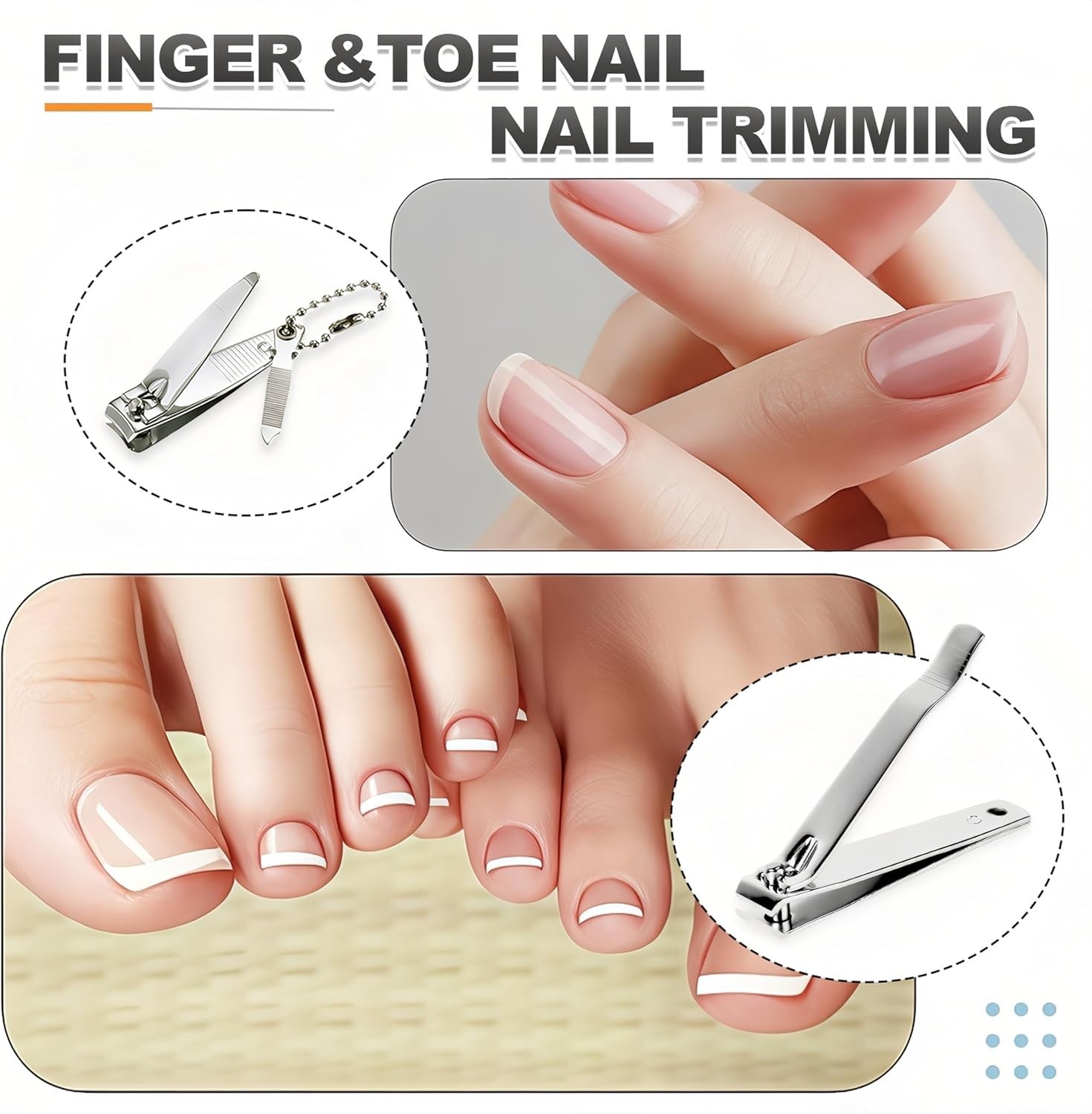 12-Piece Stainless Steel Fingernail & Toenail Clippers Set with File & Keychain
