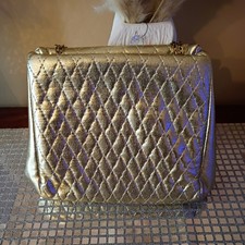 Harry Levine HL Vintage Gold Metal Frame Evening Bag With Chain Strap