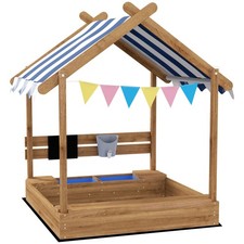 Sturdy Outdoor Kids Sandbox with Non-Woven Liner and High Canopy
