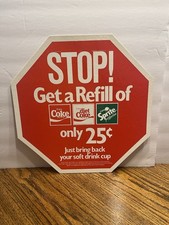 Vintage 1980s Coca Cola STOP! Sign Cardboard Advertising Sign