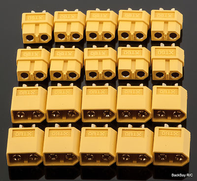 10 Male / Female Pair Genuine Nylon XT60 / XT-60 Battery Bullet Connectors Plugs