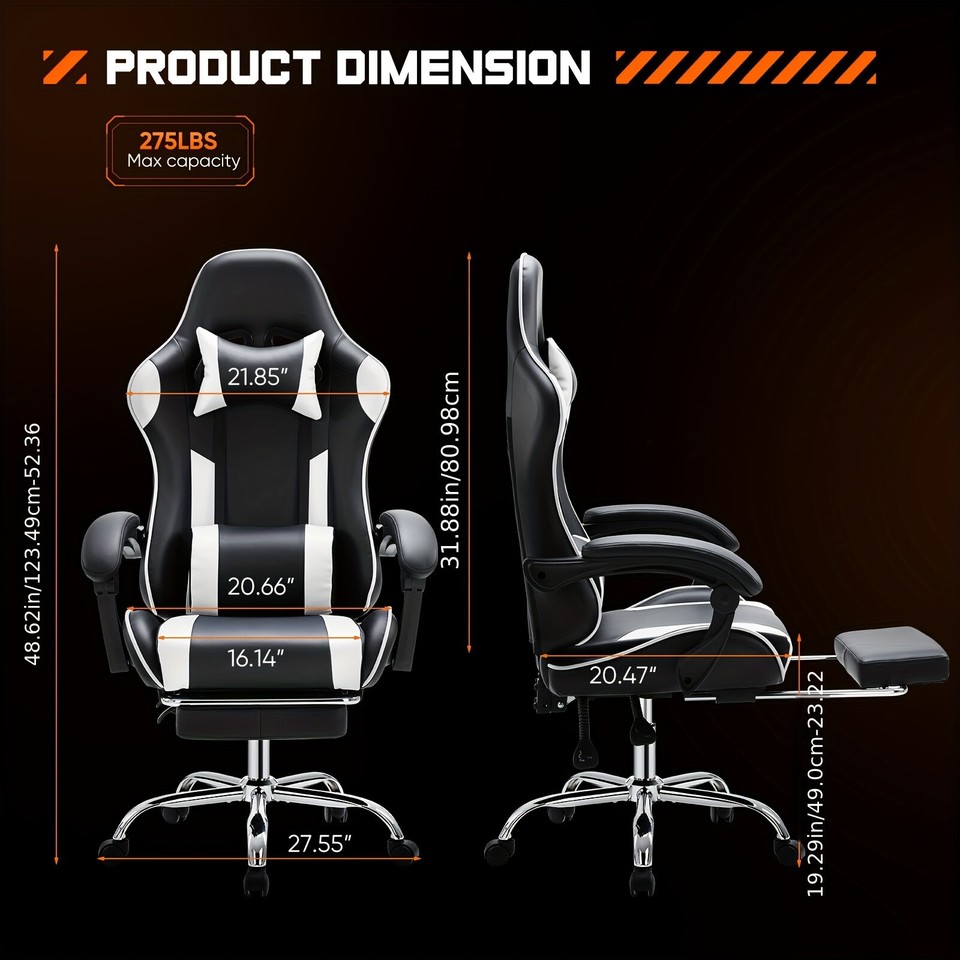 Ultimate Gaming Throne Ergonomic Computer Chair with Footrest, Adj. 360 ...